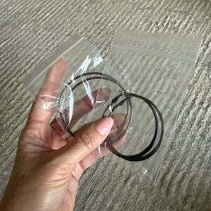 Classic Dark Silver Large Hoop Earrings